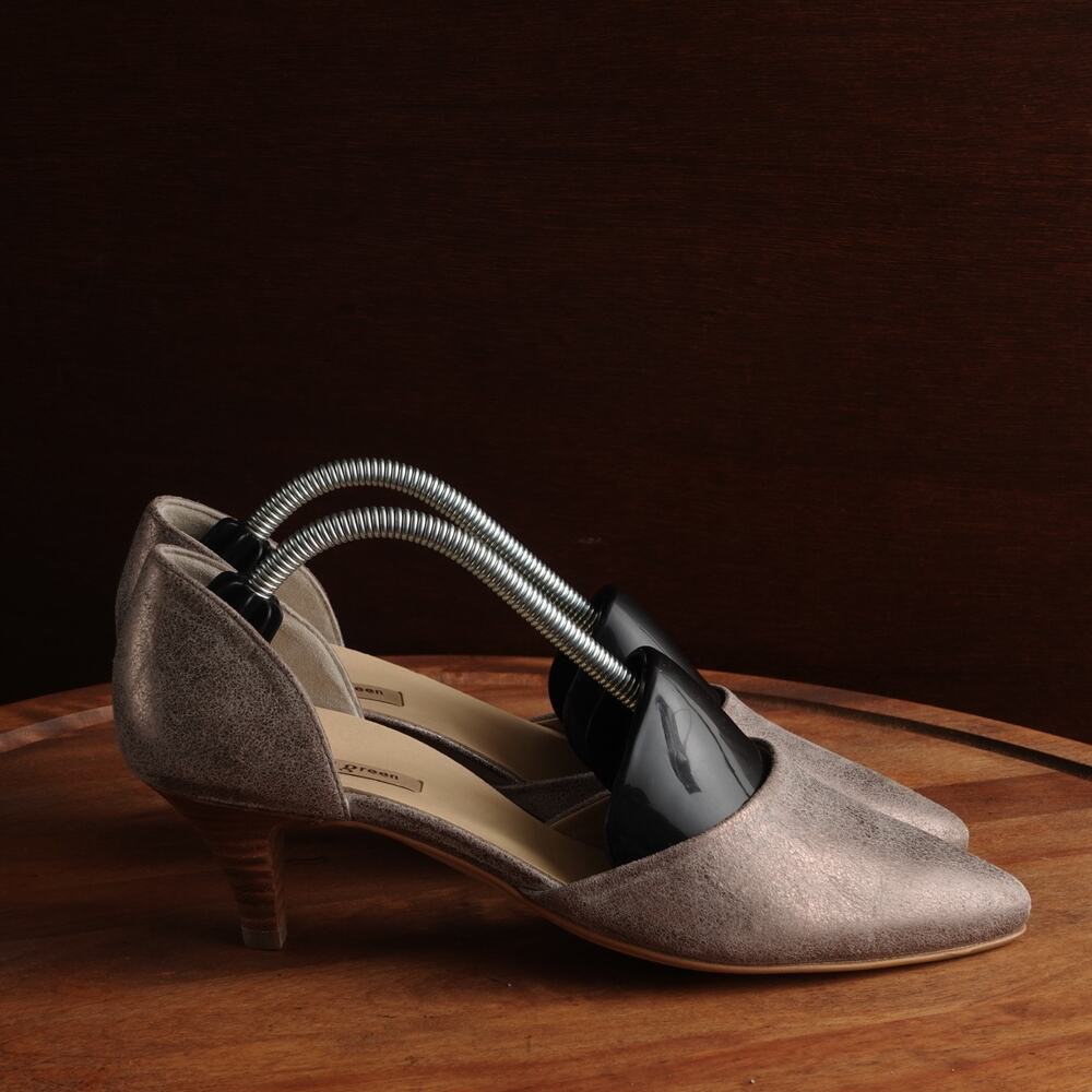 Paul Green Heels WMS SZ UK 5 US 7.5 Gray Julia Brushed Shimmer Suede Kitten Shoe